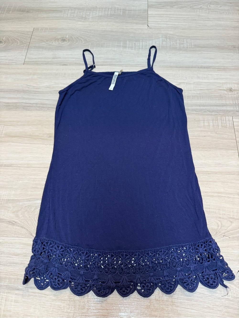 Navy Cami Crochet lace Hem Spaghetti Strap